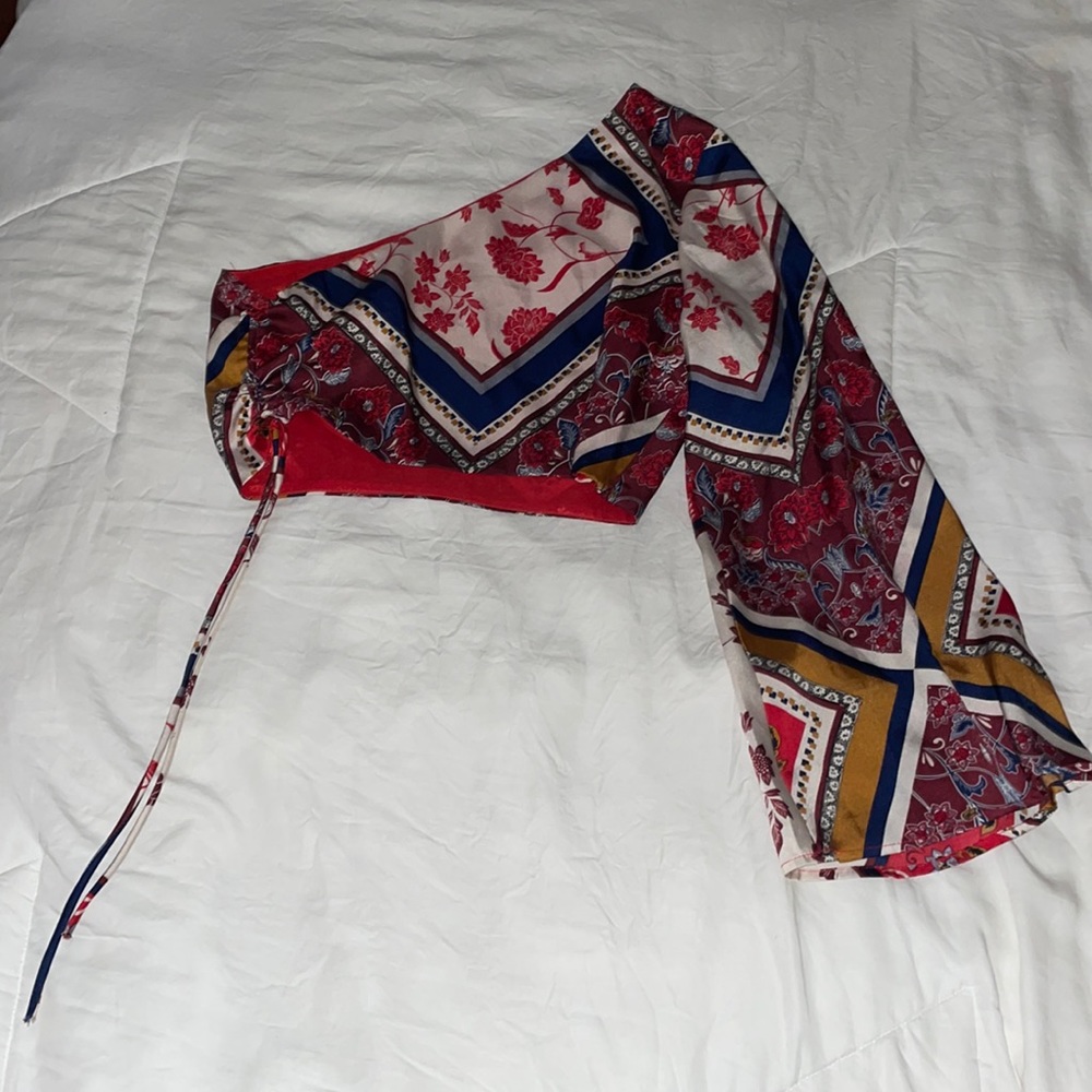 One shoulder silky top